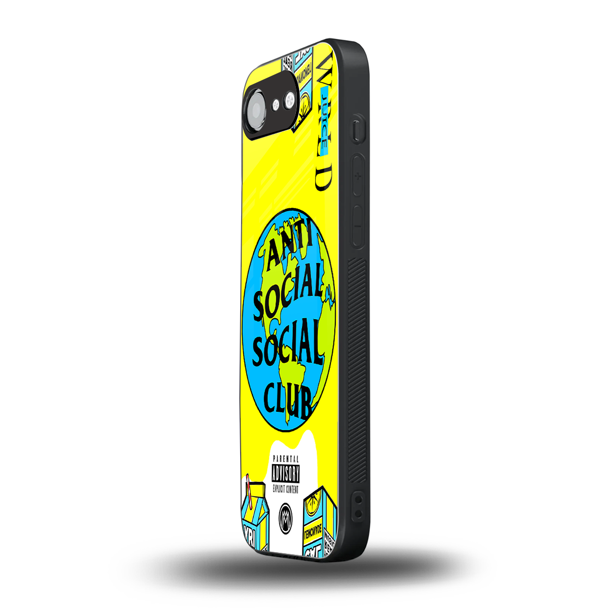 anti social social club x juice wrld back phone cover | glass case for iphone 16e