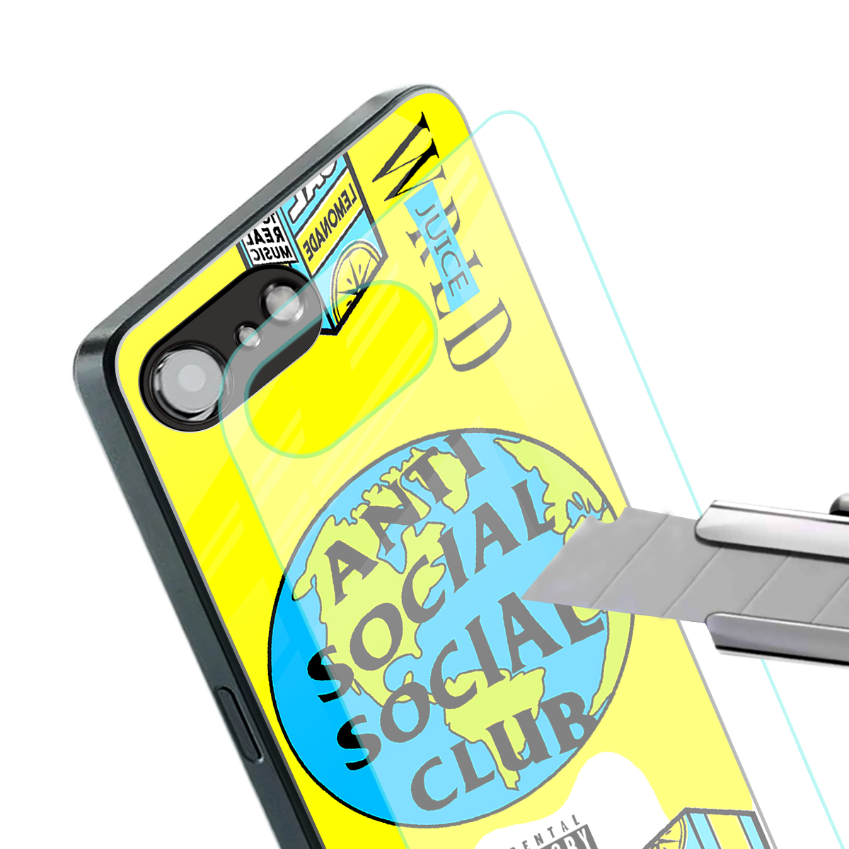 anti social social club x juice wrld back phone cover | glass case for iphone 16e