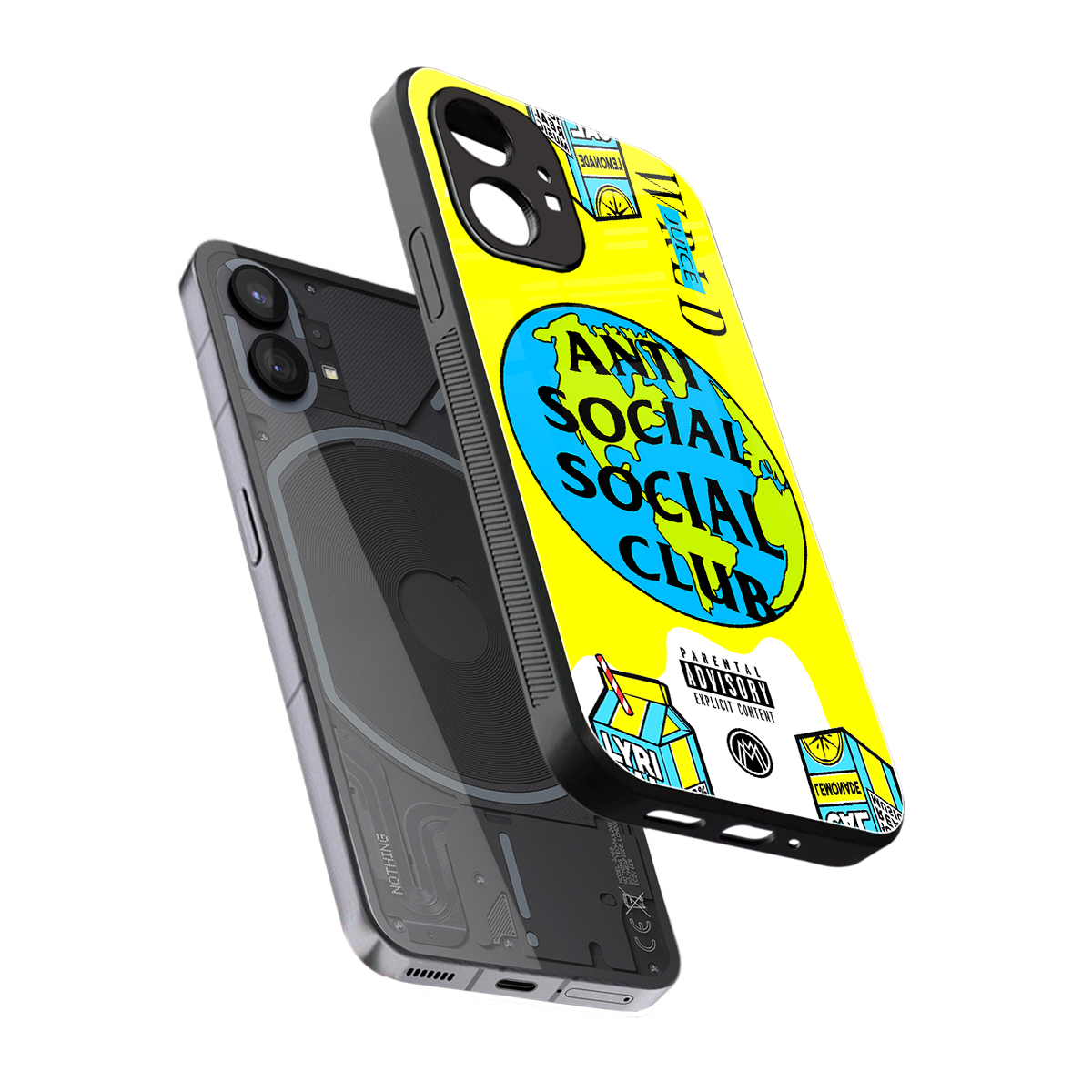 anti social social club x juice wrld back phone cover | glass case for nothing phone 1