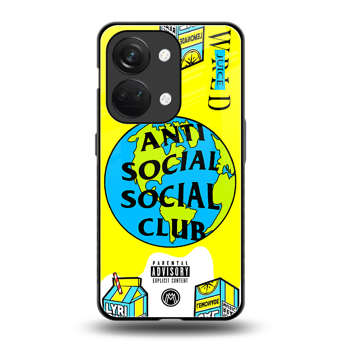anti social social club x juice wrld back phone cover | glass case for oneplus nord 3