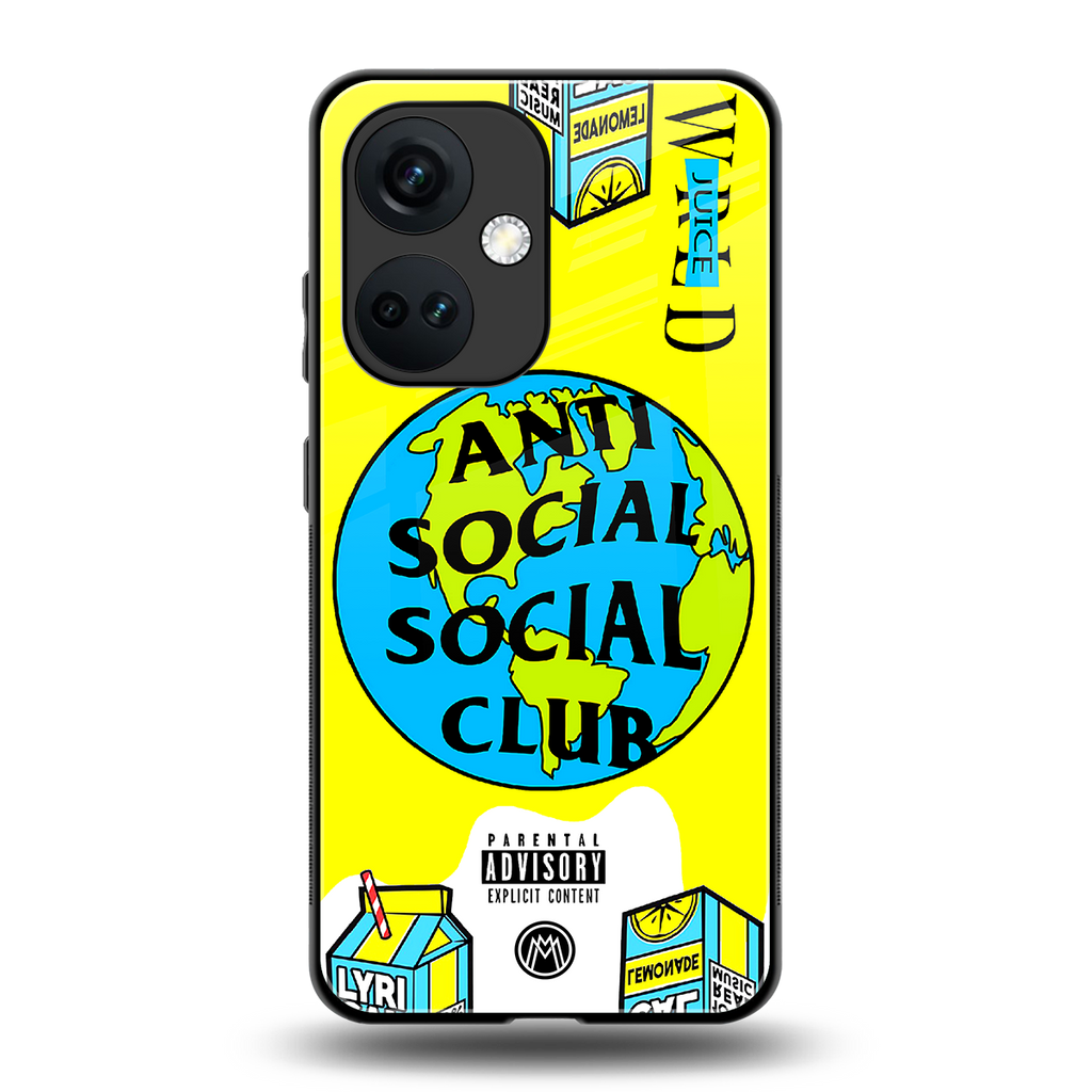 anti social social club x juice wrld back phone cover | glass case for oneplus nord ce 3
