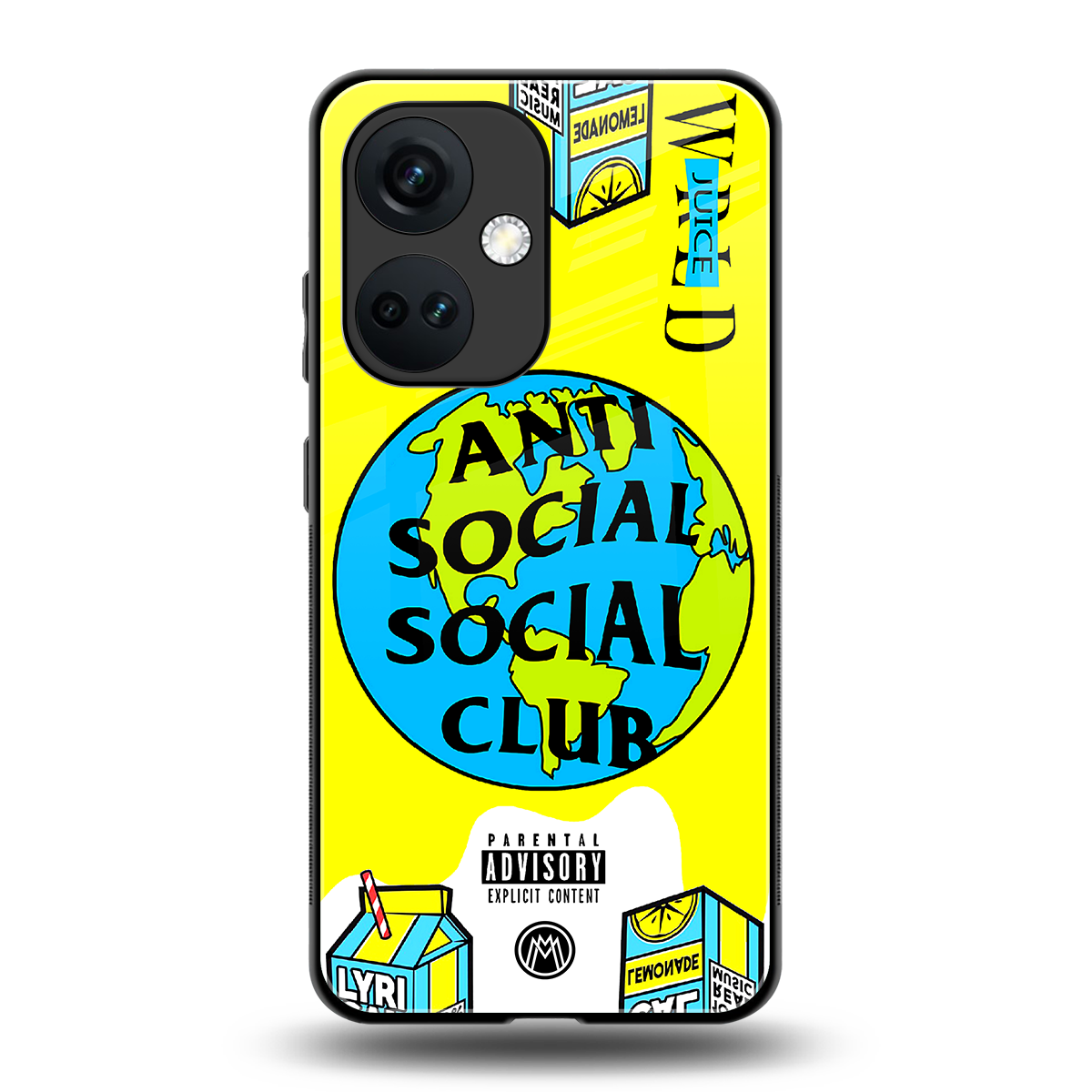 anti social social club x juice wrld back phone cover | glass case for oneplus nord ce 3