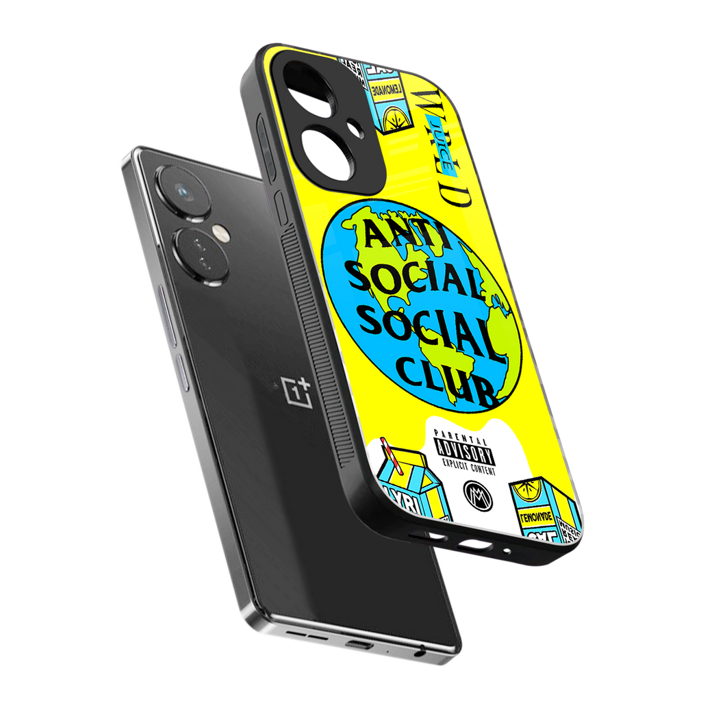 anti social social club x juice wrld back phone cover | glass case for oneplus nord ce 3