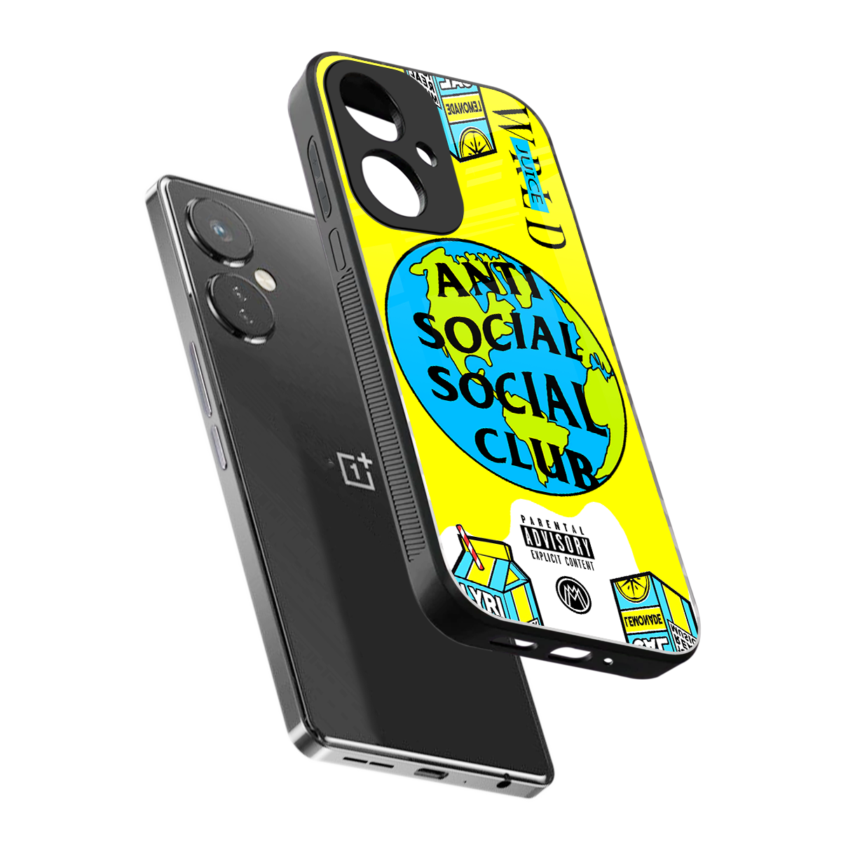 anti social social club x juice wrld back phone cover | glass case for oneplus nord ce 3