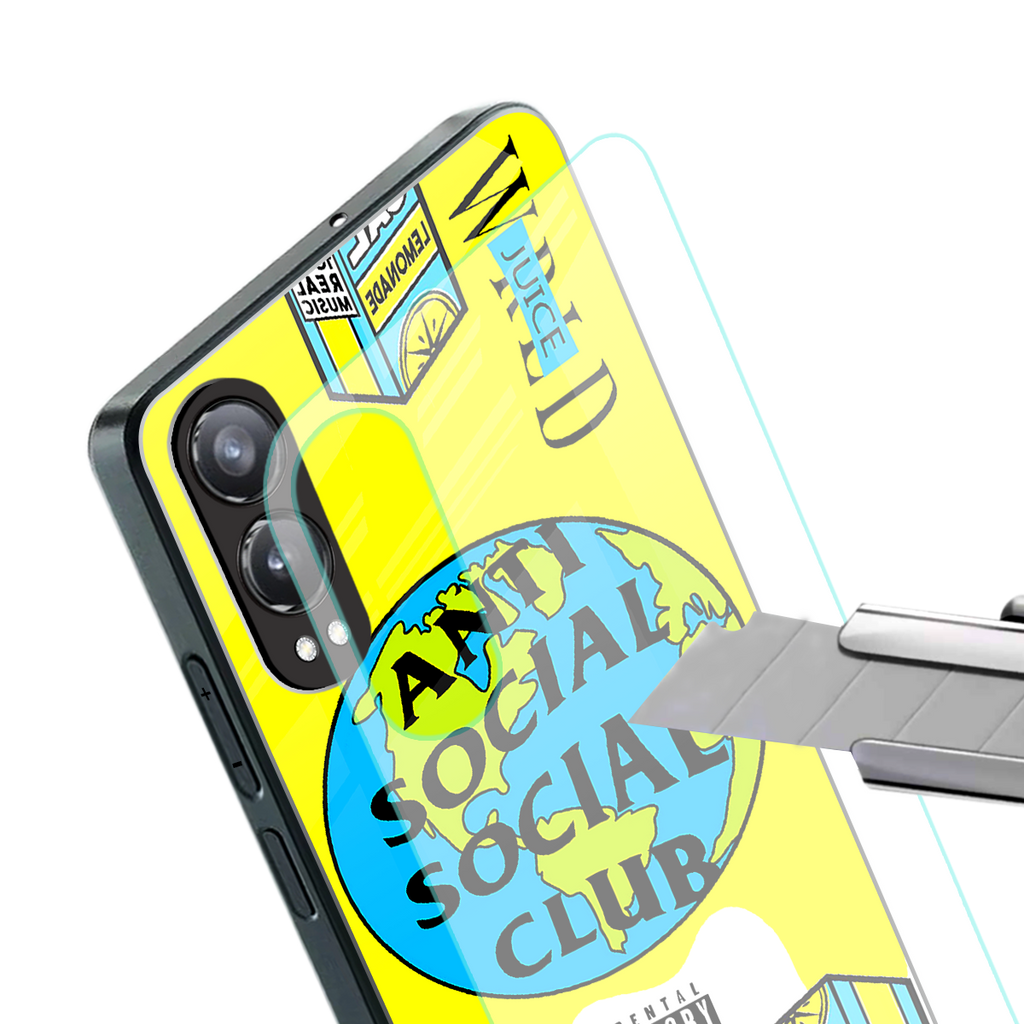 anti social social club x juice wrld back phone cover | glass case for oneplus nord ce 4 lite