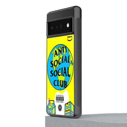 anti social social club x juice wrld back phone cover | glass case for google pixel 6 pro