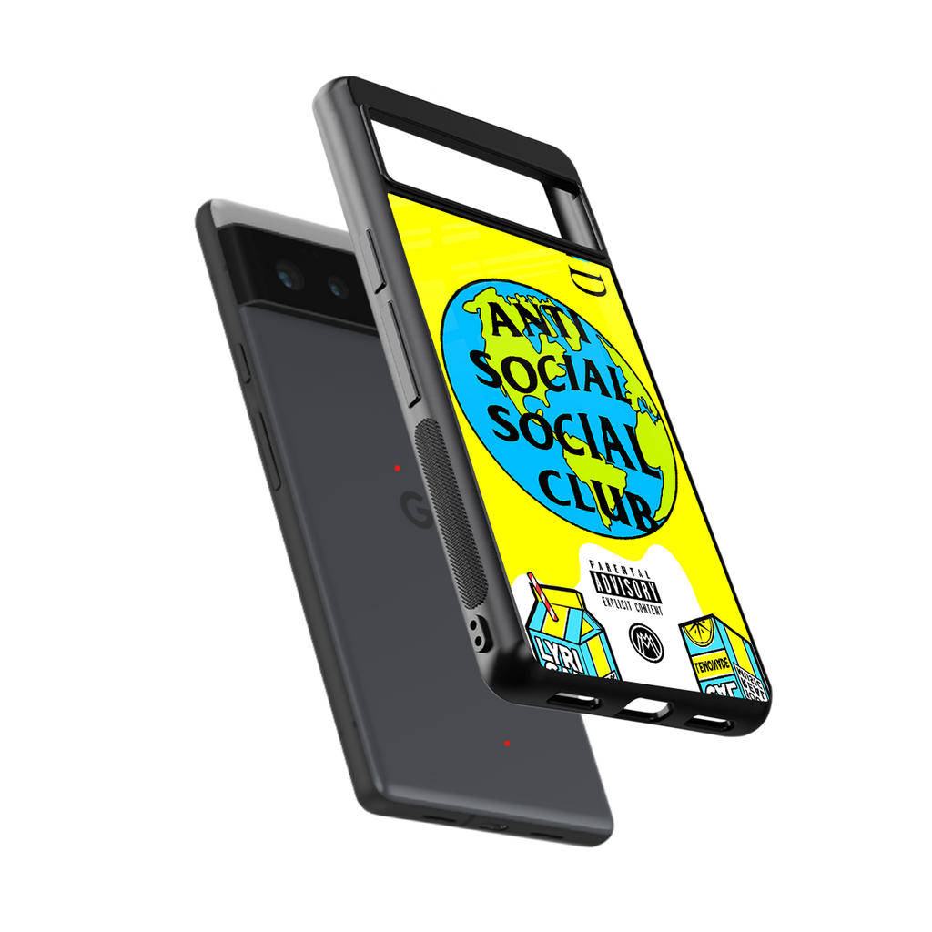 anti social social club x juice wrld back phone cover | glass case for google pixel 6
