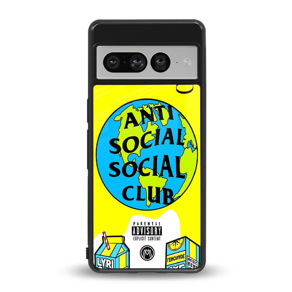 anti social social club x juice wrld back phone cover | glass case for google pixel 7 pro