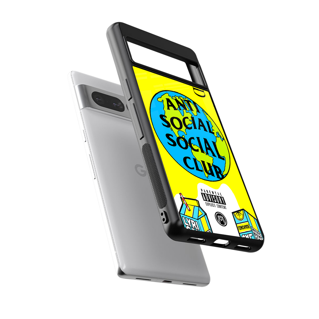 anti social social club x juice wrld back phone cover | glass case for google pixel 7 pro