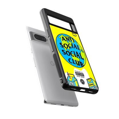 anti social social club x juice wrld back phone cover | glass case for google pixel 7 pro