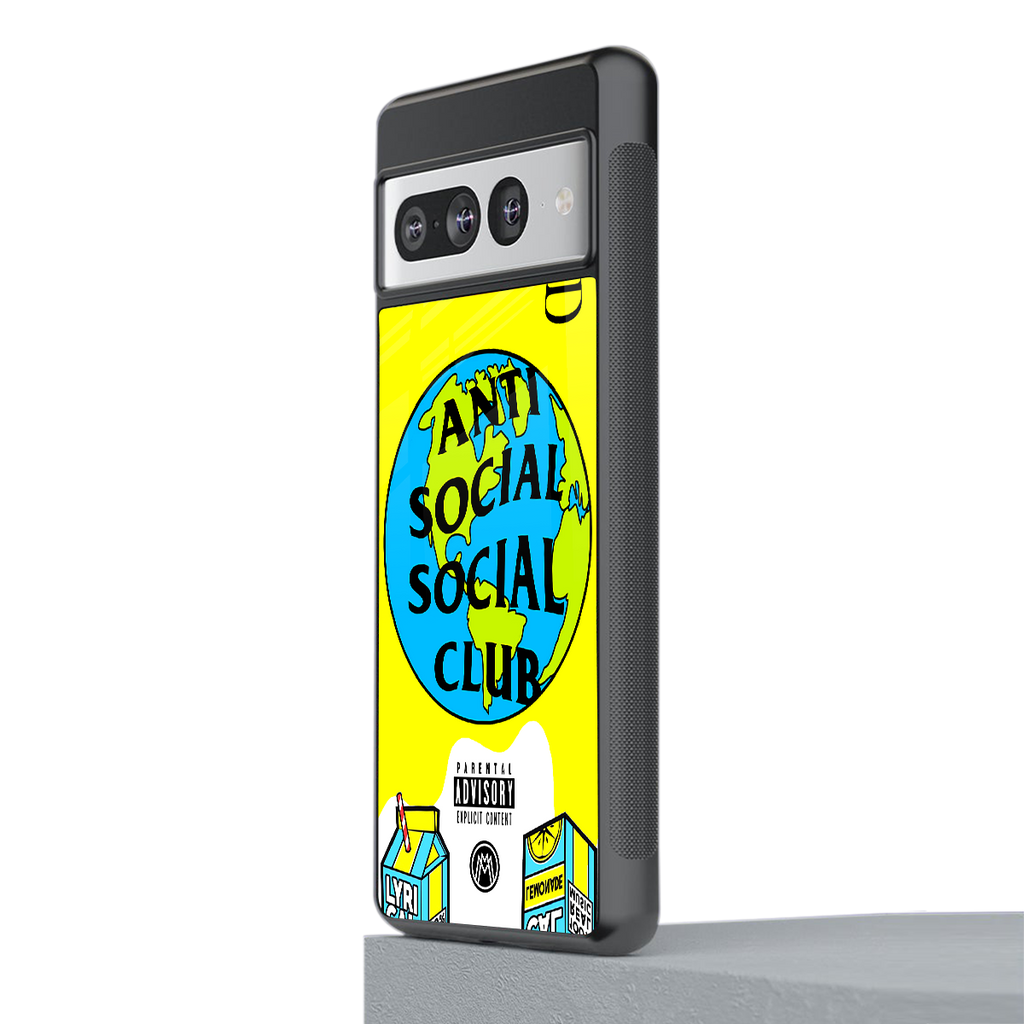 anti social social club x juice wrld back phone cover | glass case for google pixel 7 pro