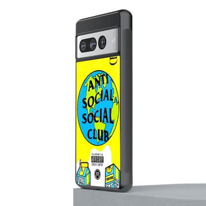 anti social social club x juice wrld back phone cover | glass case for google pixel 7 pro