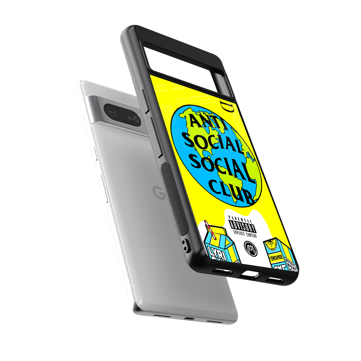 anti social social club x juice wrld back phone cover | glass case for Google Pixel 7