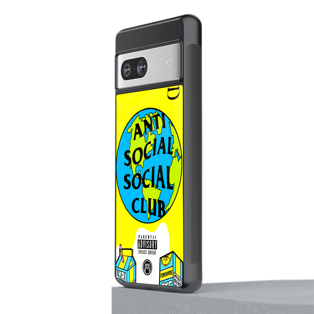 anti social social club x juice wrld back phone cover | glass case for Google Pixel 7A