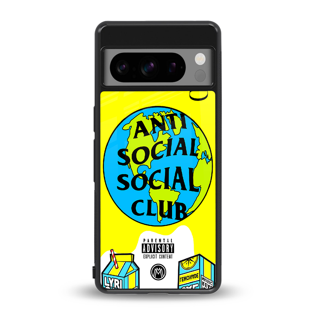 anti social social club x juice wrld back phone cover | glass case for google pixel 8 pro
