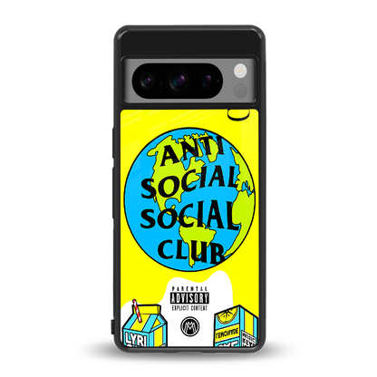 anti social social club x juice wrld back phone cover | glass case for google pixel 8 pro