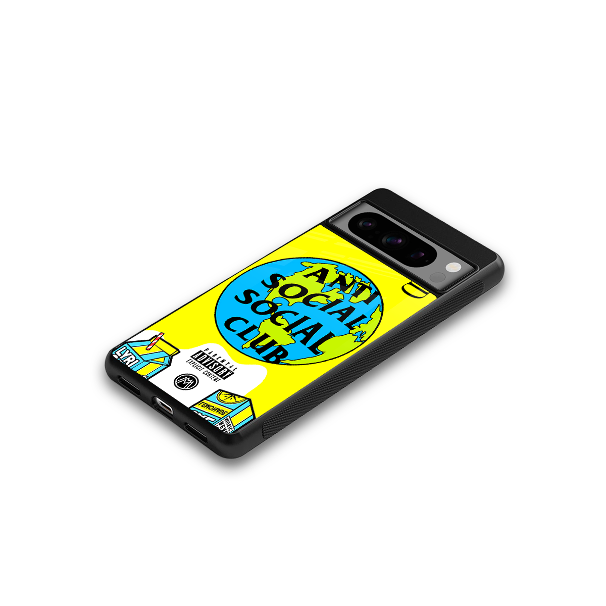 anti social social club x juice wrld back phone cover | glass case for google pixel 8 pro