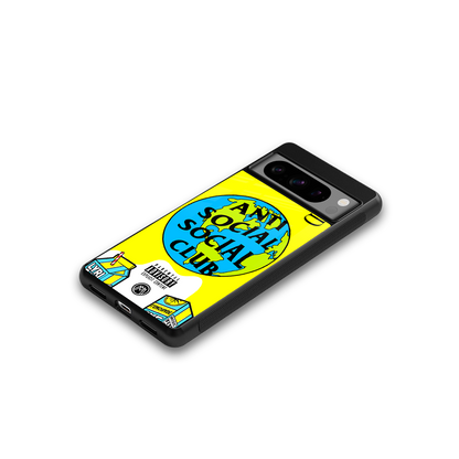 anti social social club x juice wrld back phone cover | glass case for google pixel 8 pro