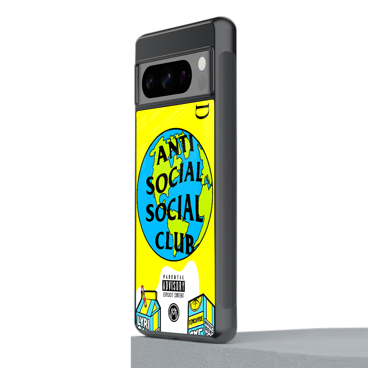 anti social social club x juice wrld back phone cover | glass case for google pixel 8 pro