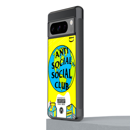 anti social social club x juice wrld back phone cover | glass case for google pixel 8 pro