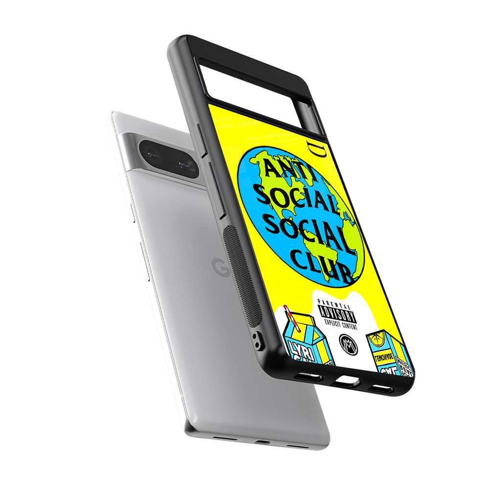 anti social social club x juice wrld back phone cover | glass case for Google Pixel 8