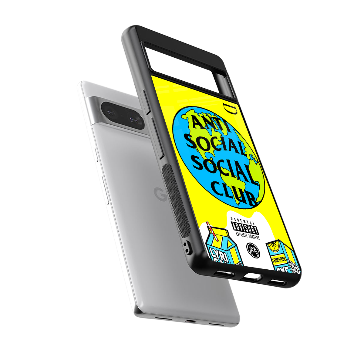 anti social social club x juice wrld back phone cover | glass case for Google Pixel 8
