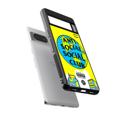anti social social club x juice wrld back phone cover | glass case for Google Pixel 8