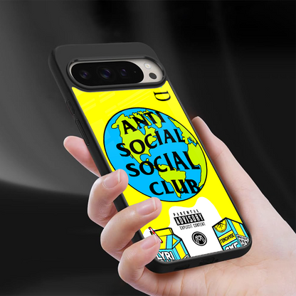 anti social social club x juice wrld back phone cover | glass case for google pixel 9 pro