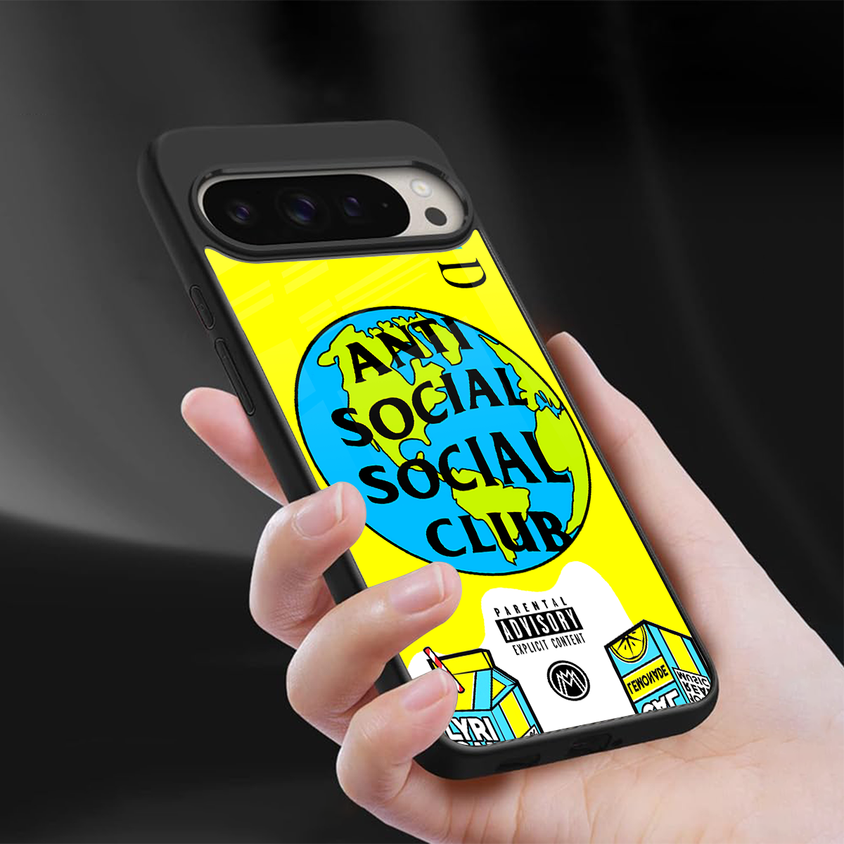 anti social social club x juice wrld back phone cover | glass case for google pixel 9 pro xl