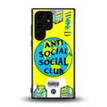 anti social social club x juice wrld back phone cover | glass case for samsung galaxy s24 ultra