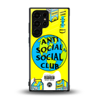 anti social social club x juice wrld back phone cover | glass case for samsung galaxy s24 ultra