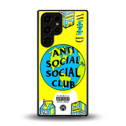 anti social social club x juice wrld back phone cover | glass case for samsung galaxy s25 ultra