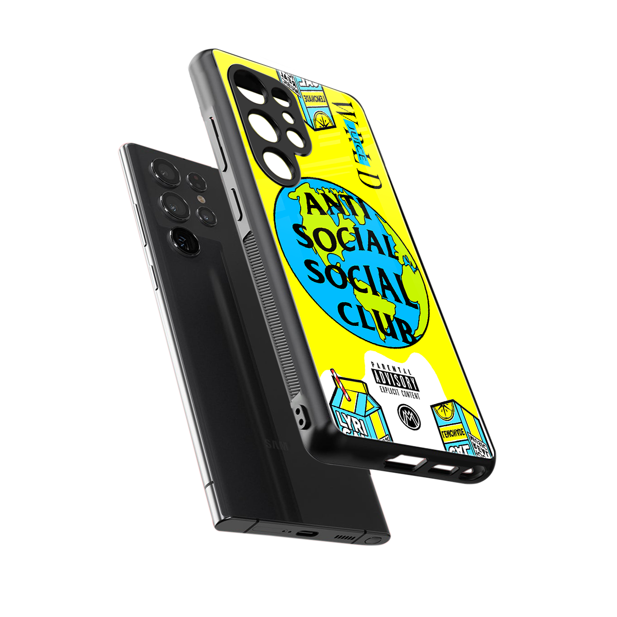 anti social social club x juice wrld back phone cover | glass case for samsung galaxy s25 ultra