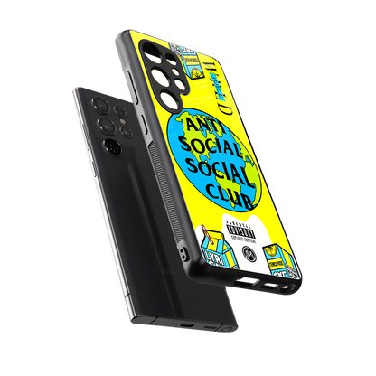 anti social social club x juice wrld back phone cover | glass case for samsung galaxy s25 ultra