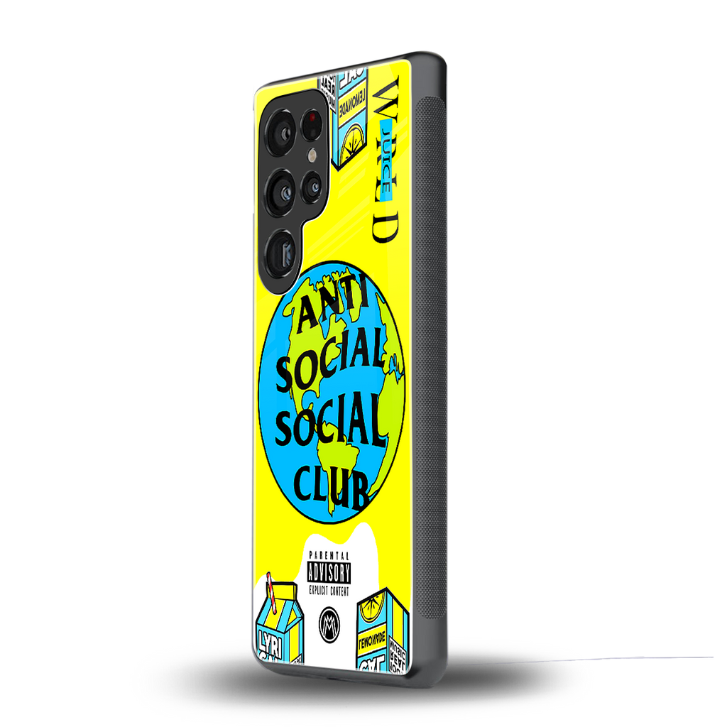 anti social social club x juice wrld back phone cover | glass case for samsung galaxy s25 ultra