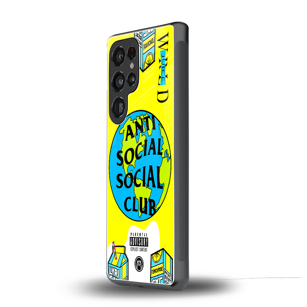 anti social social club x juice wrld back phone cover | glass case for samsung galaxy s25 ultra