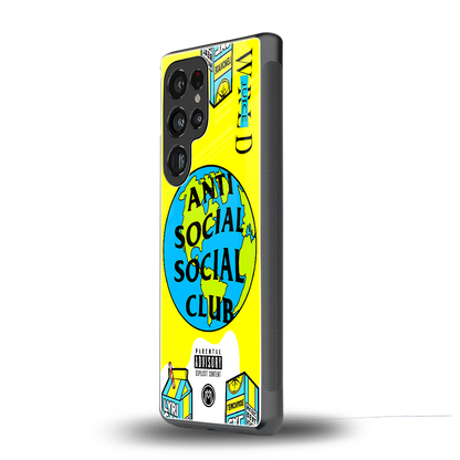 anti social social club x juice wrld back phone cover | glass case for samsung galaxy s25 ultra