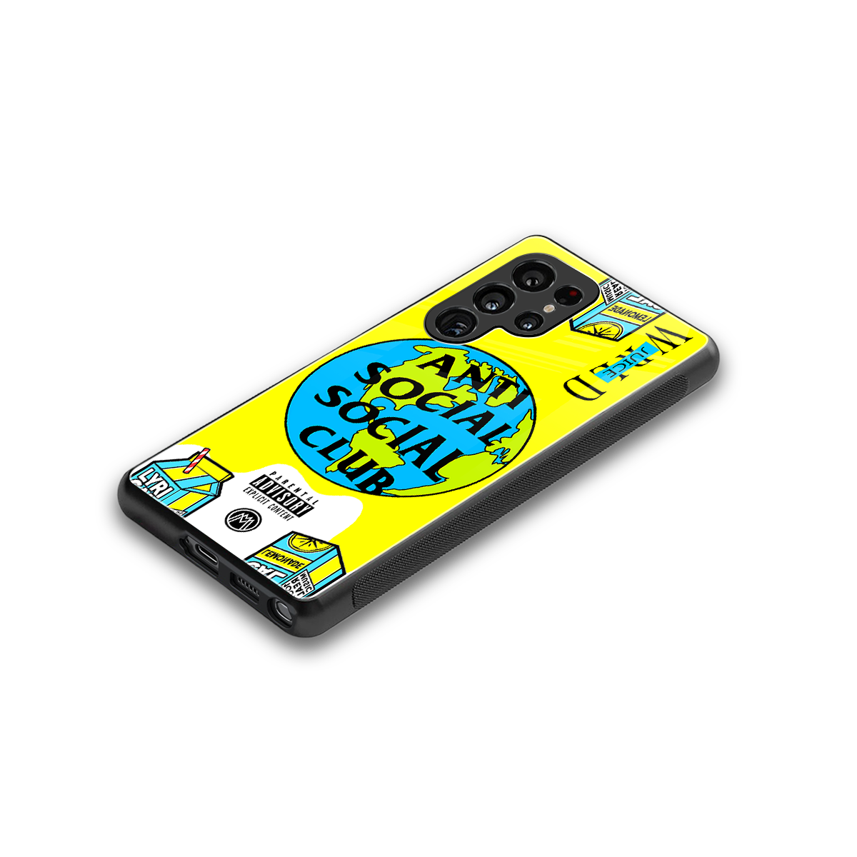 anti social social club x juice wrld back phone cover | glass case for samsung galaxy s25 ultra