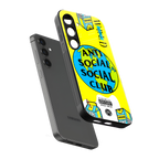 anti social social club x juice wrld back phone cover | glass case for samsung galaxy s24 plus