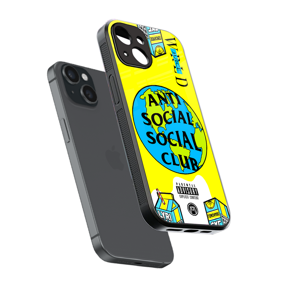 anti social social club x juice wrld back phone cover | glass case for iphone 15