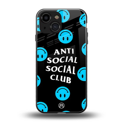 anti social social club x smileys back phone cover | glass case for iphone 13 mini