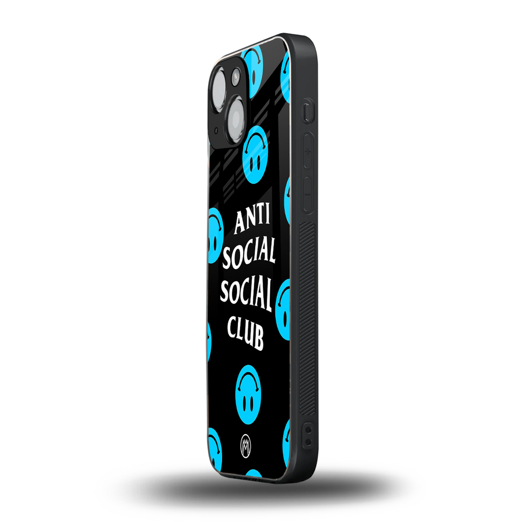 anti social social club x smileys back phone cover | glass case for iphone 13 mini