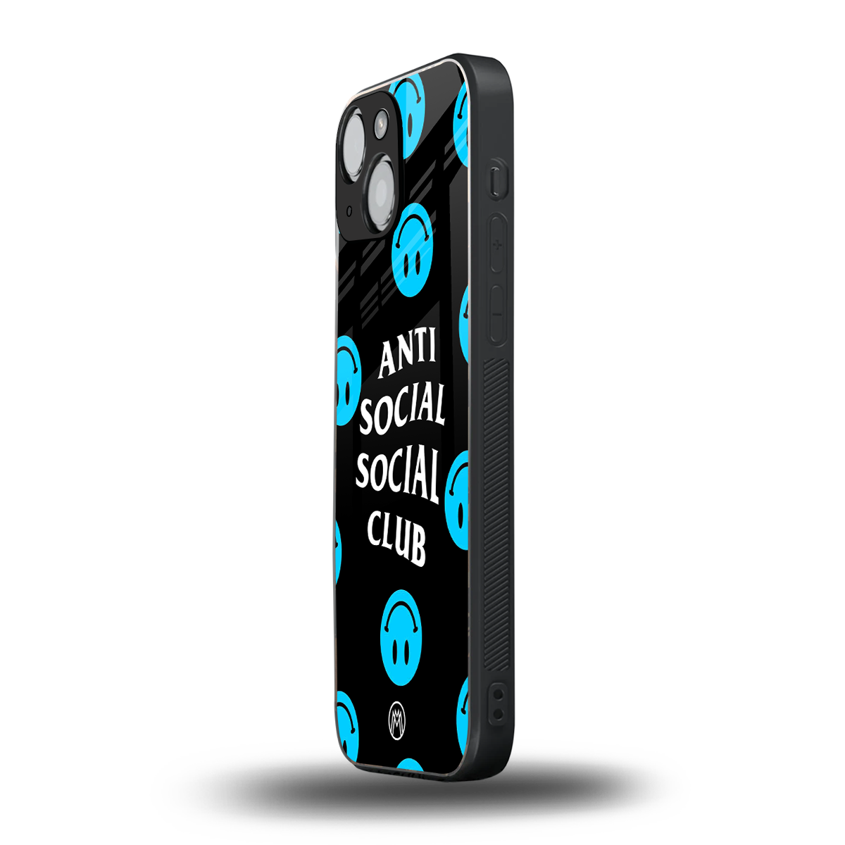 anti social social club x smileys back phone cover | glass case for iphone 13 mini