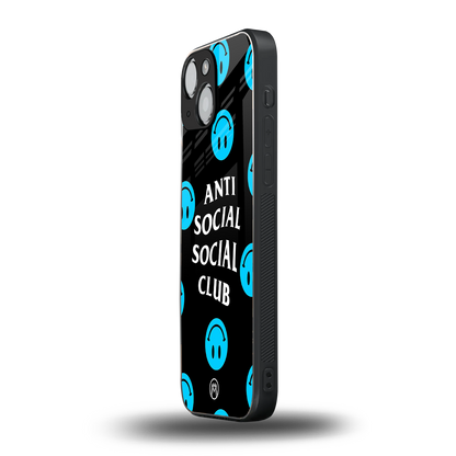 anti social social club x smileys back phone cover | glass case for iphone 13 mini