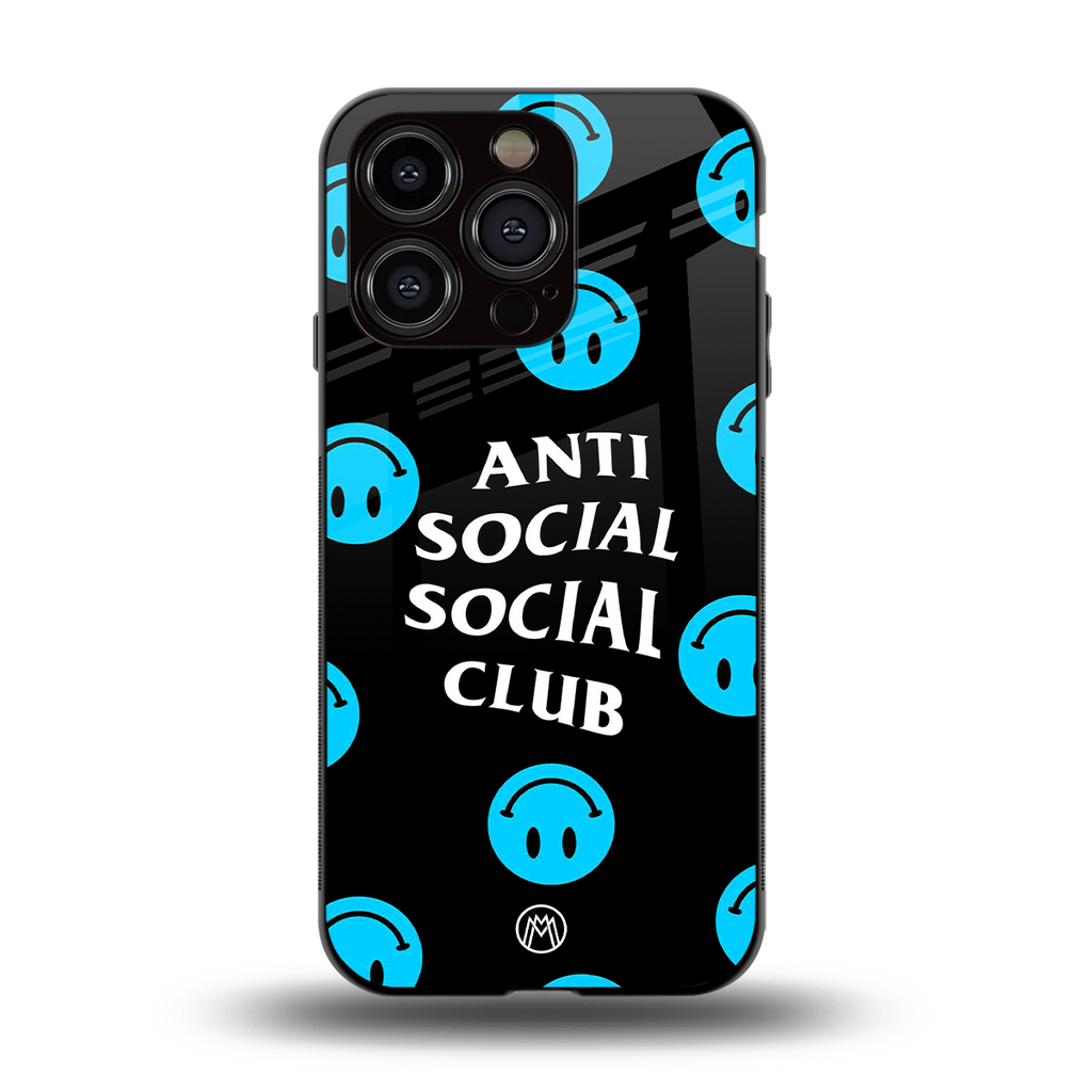 anti social social club x smileys back phone cover | glass case for iphone 13 pro