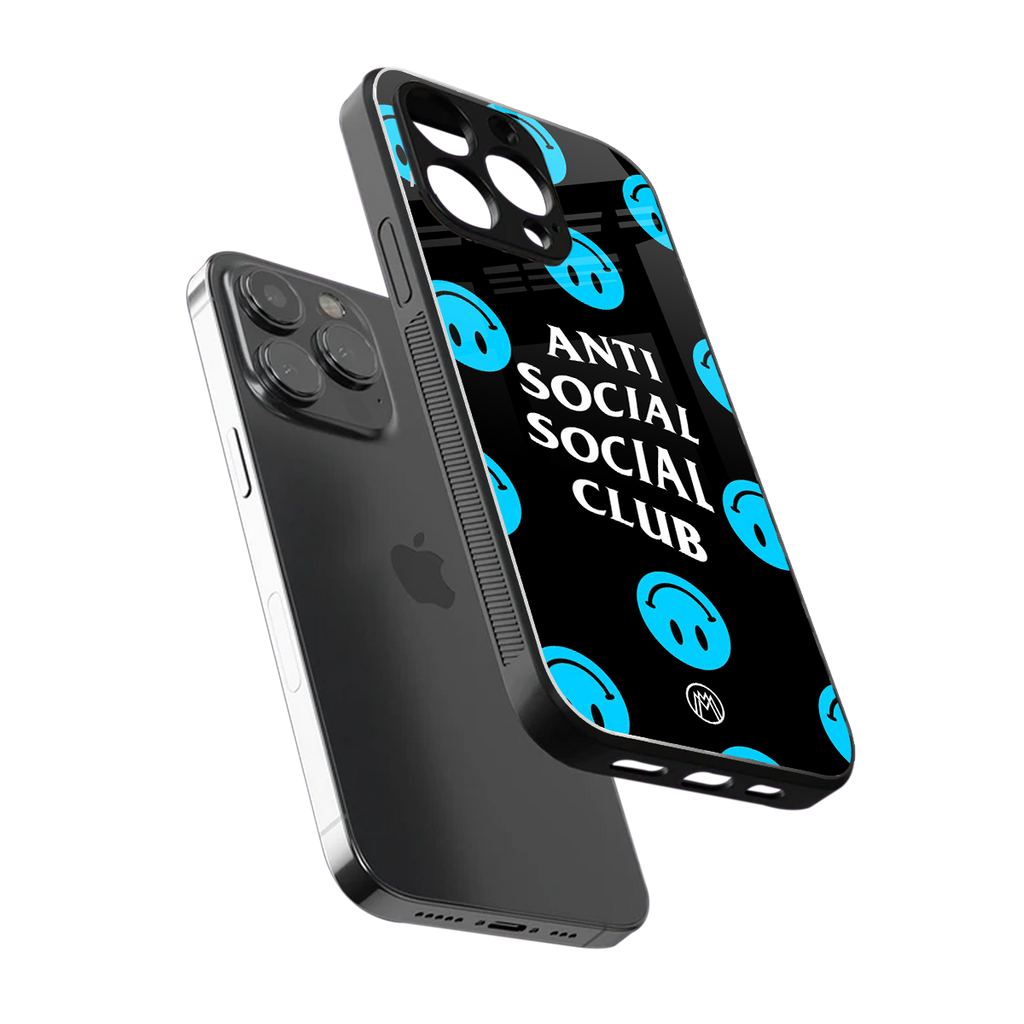 anti social social club x smileys back phone cover | glass case for iphone 13 pro