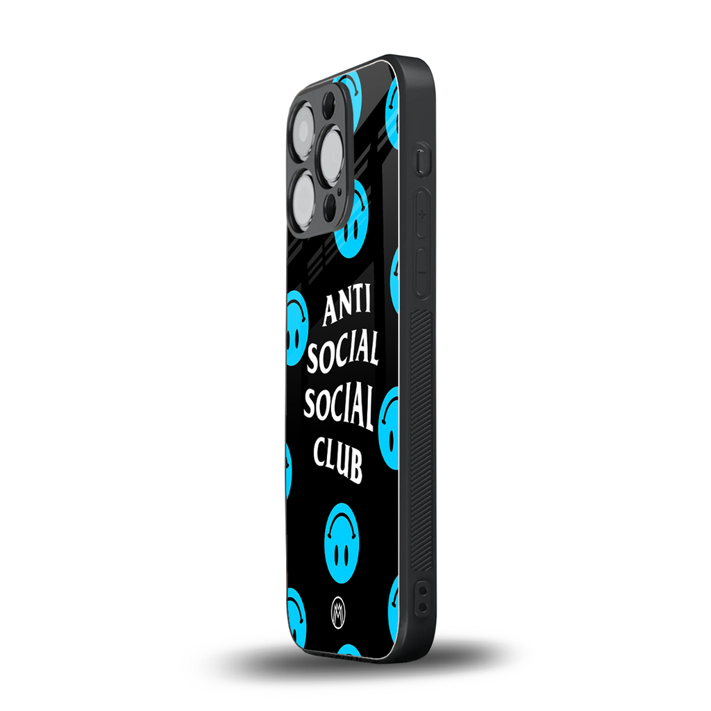 anti social social club x smileys back phone cover | glass case for iphone 13 pro