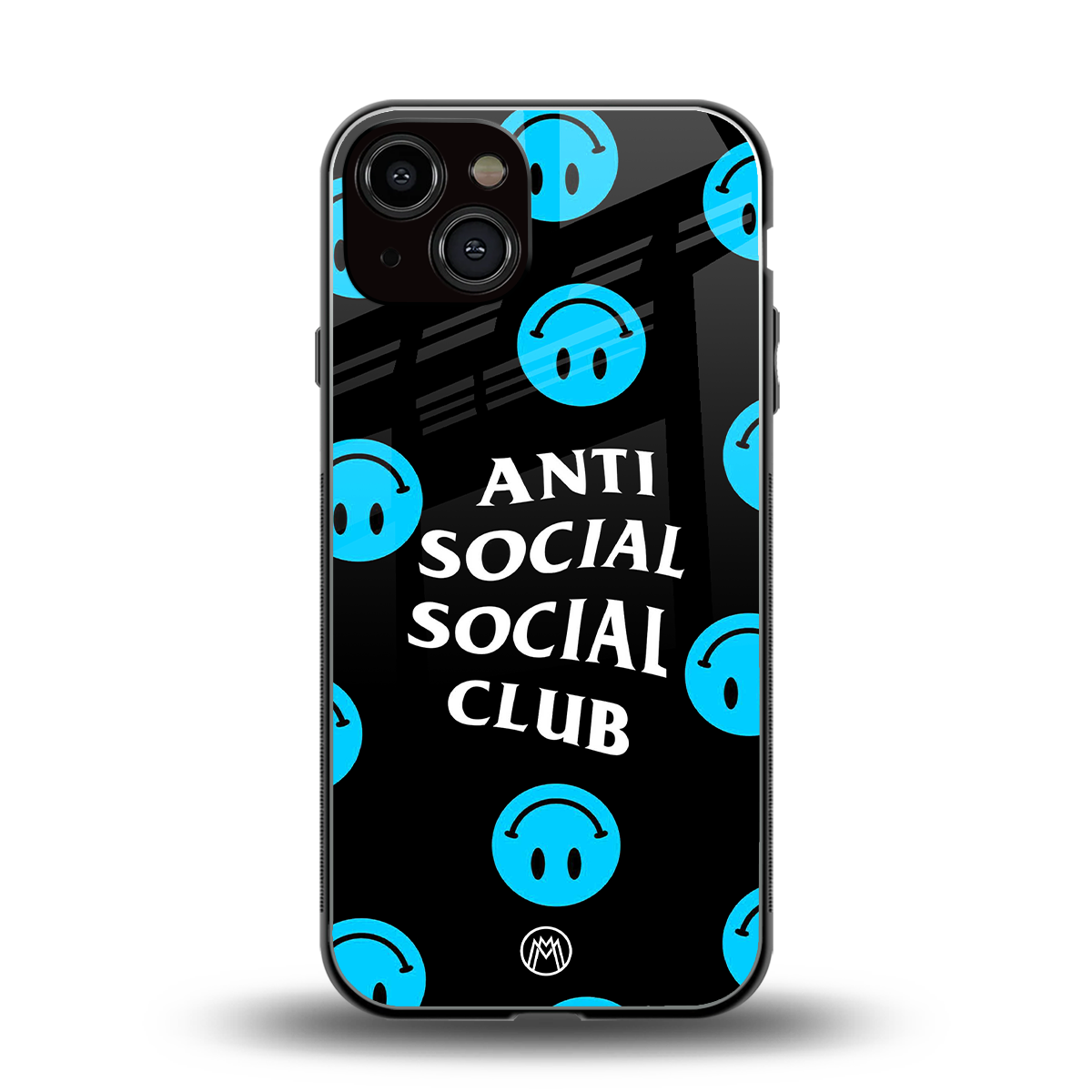 anti social social club x smileys back phone cover | glass case for iphone 13