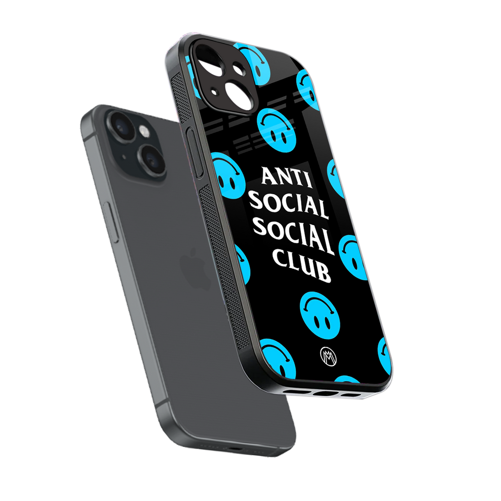 anti social social club x smileys back phone cover | glass case for iphone 13