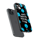 anti social social club x smileys back phone cover | glass case for iphone 13